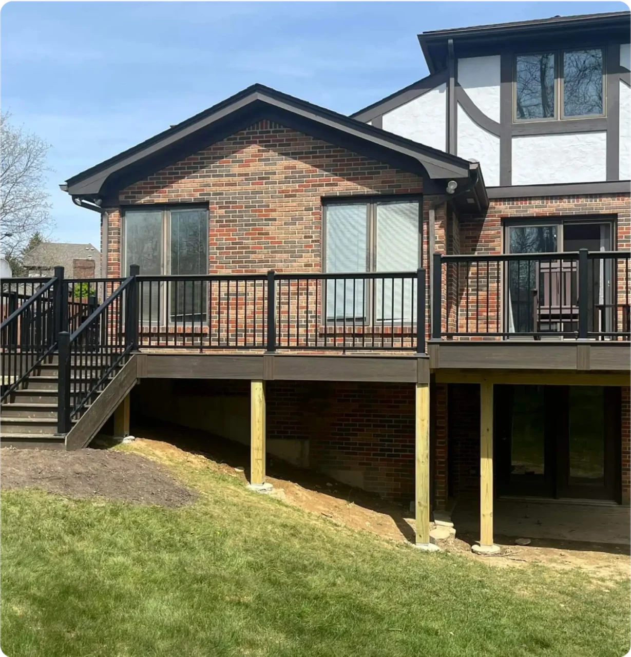 Durable deck framing and structure under construction, showcasing solid foundation work.